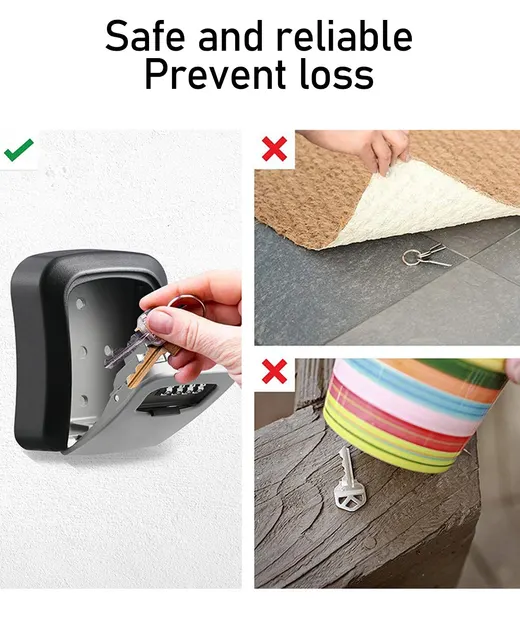Multi-functional Wall Mounted Waterproof 4 Digits Passwords 3-5 Keys Storage Box Home Safe Box Easy to Fix 4