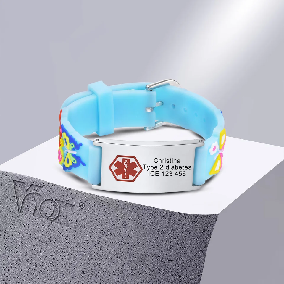 VNOX Custom Engraved Medical Alert ID Bracelet - Stainless Steel Braided Rope, Adjustable 4-9 Inches, For Men Women Kids - View #11