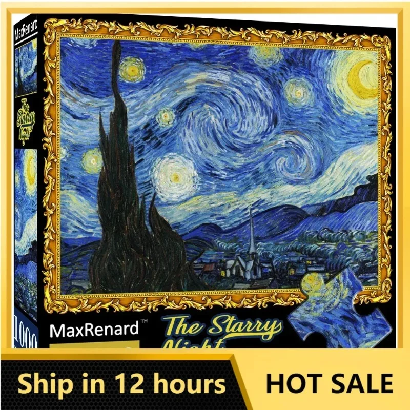 

MaxRenard 68*49cm 1000 Pieces Jigsaw Puzzle Van Gogh The Starry Night Paper Assembling Painting Art Puzzles Toys For Adults