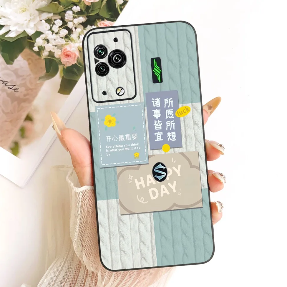 Cute Cat & Butterfly Design Silicone Case - Black Shark 5 Pro
