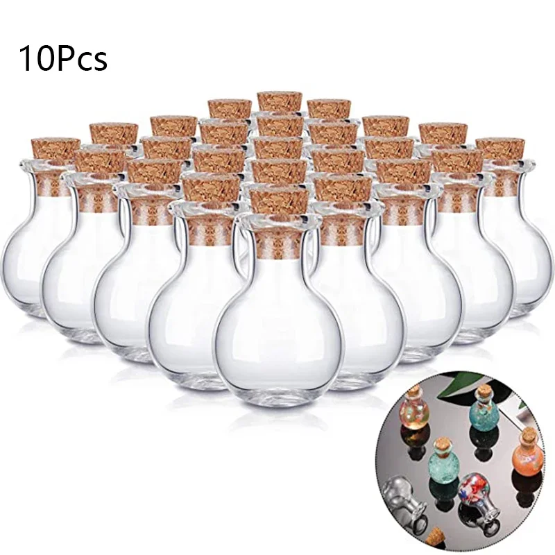 10Pcs Small Glass Bottles Miniature Potion Bottle Mini Cork Glass Vials Wedding