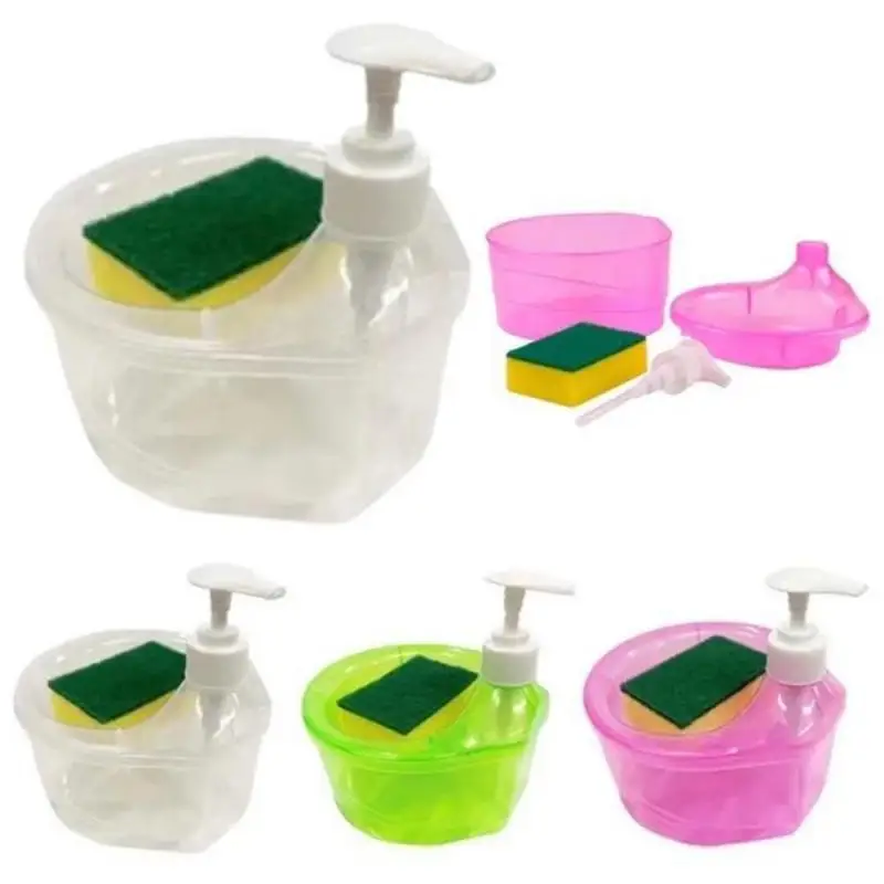 Dish Soap Dispenser With Sponge Liquid Pump Soap Container Soap DispenserCreative Kitchen Dishwashing Liquid Dispenser Kitchen