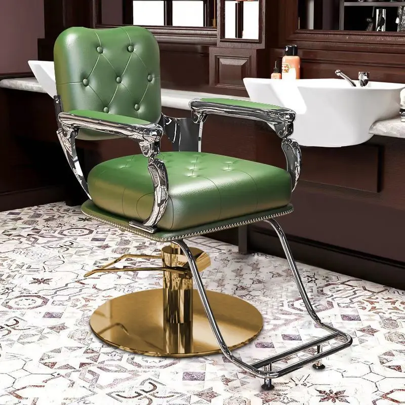 Vintage Barber Chair Salon Haircut High End Men's Hair Styling Shaving Adjustable Swivel Stool Professional Hairdressing Chair