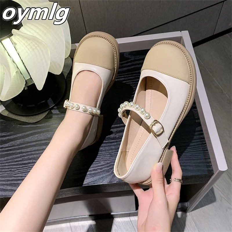 Women's shoes retro color matching single shoe flat bottom small fragrant wind shallow mouth small leather shoes summer 2023 new