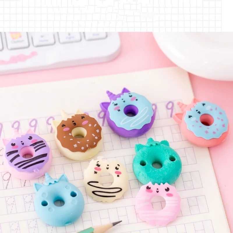 Pencil Eraser 3 Pieces/batch Cartoon Creative Donut Student Exam Children Painting Sketch Cute Kawaii Korean Stationery