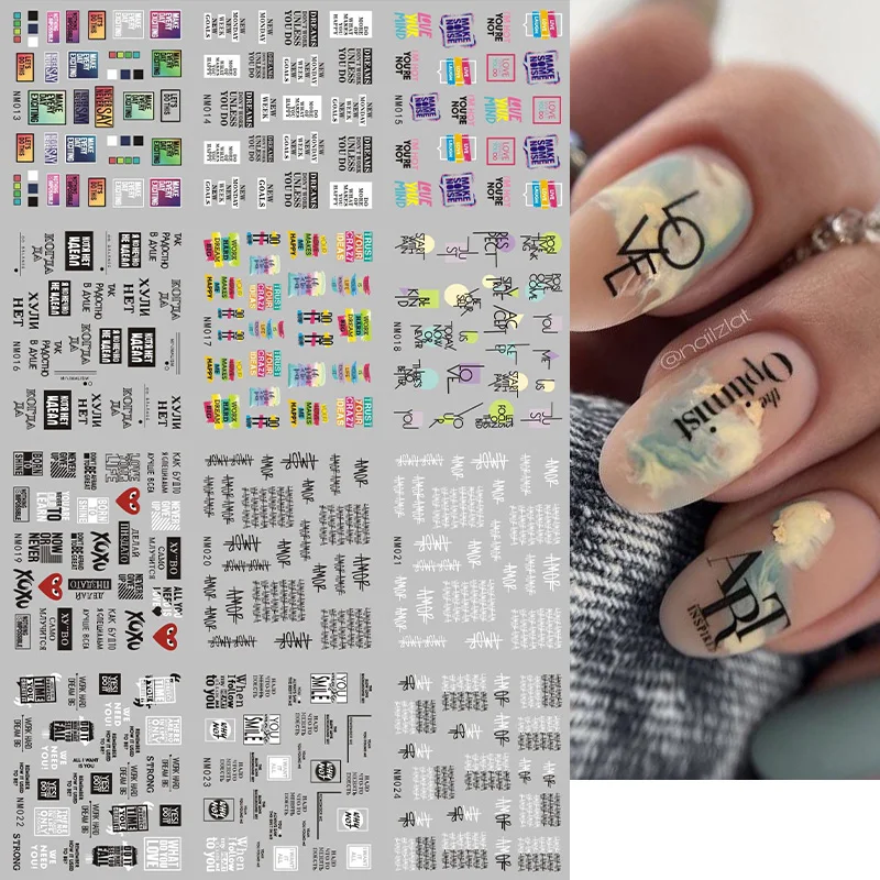 12Designs Geometry Letter Nail Water Decals Flower Leaf Slider Watercolor Ink Floral Silder Nail Sticker Manicure Decoration DIY nail decals