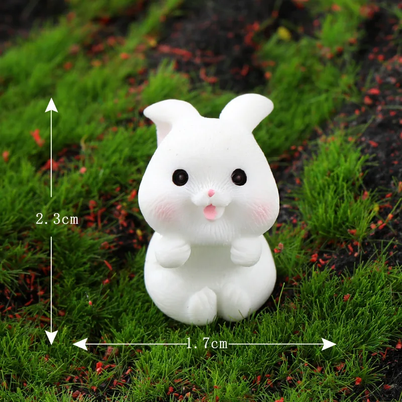 Cute Cartoon Rabbit Resin Miniature Ornament - Home and Garden Accessory