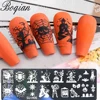 BQAN Halloween Christmas Nail Stamping Plates Pattern Nail Art Image Plates Stainless Steel Nail Art Plate Stencil 6PCS/Set 5