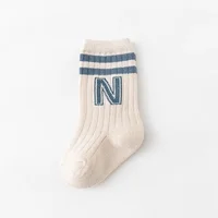 Korean Kids Knit Soft Fashion Letter Socks Baby Middle Tube Stockings Long Socks for Infant Toddler Boys Girls Casual Socks 6