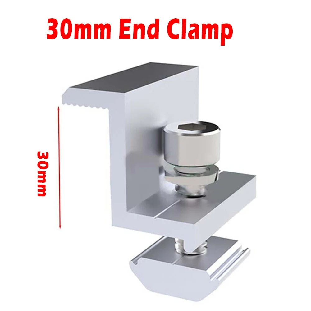10Pcs Photovoltaik Solar Panel Mount Zubehör PV End Clamp Aluminium Legierung Solar-Panel Racking Halterungen Zubehör PV End klemme – Detail 19