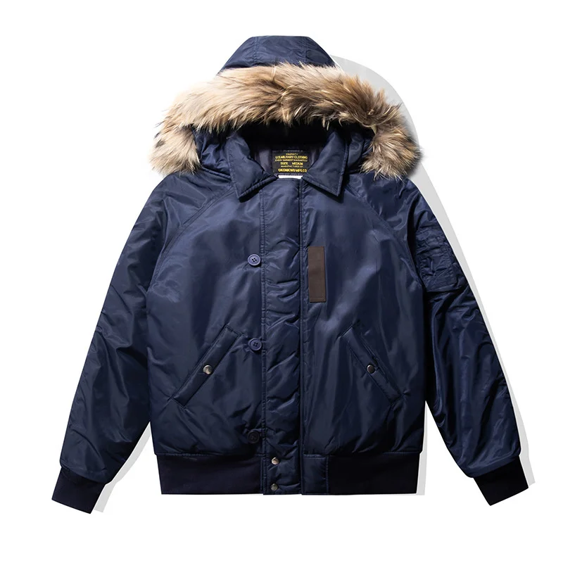 

Vintage N-2B Jacket Men Winter New Multi-pocket Windbreaker Waterproof Hooded Flight Detachable Hood Zipper Cardigan Coat