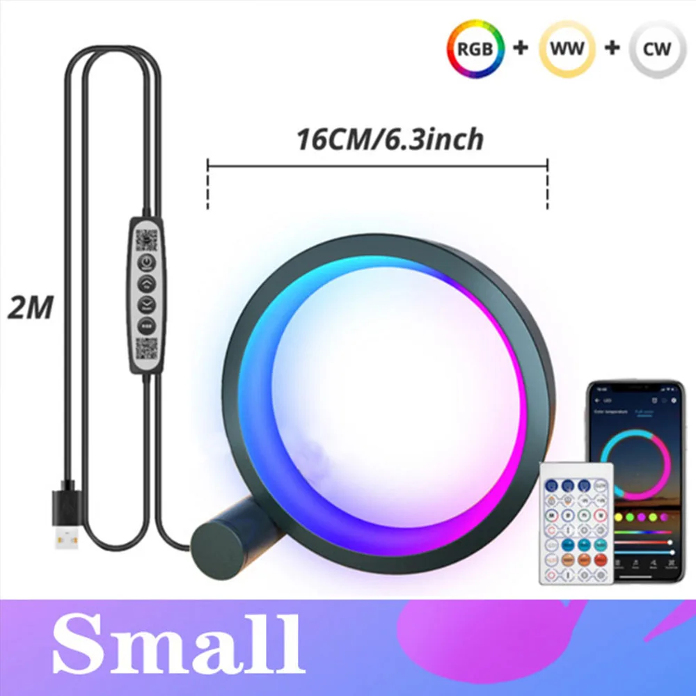 3000K-6000K Circle Modern Night Light Dimmable Table Lamp 10" RGB Lighting Smart APP Control Led lights for Room Bedside Bedroom candle night Night Lights