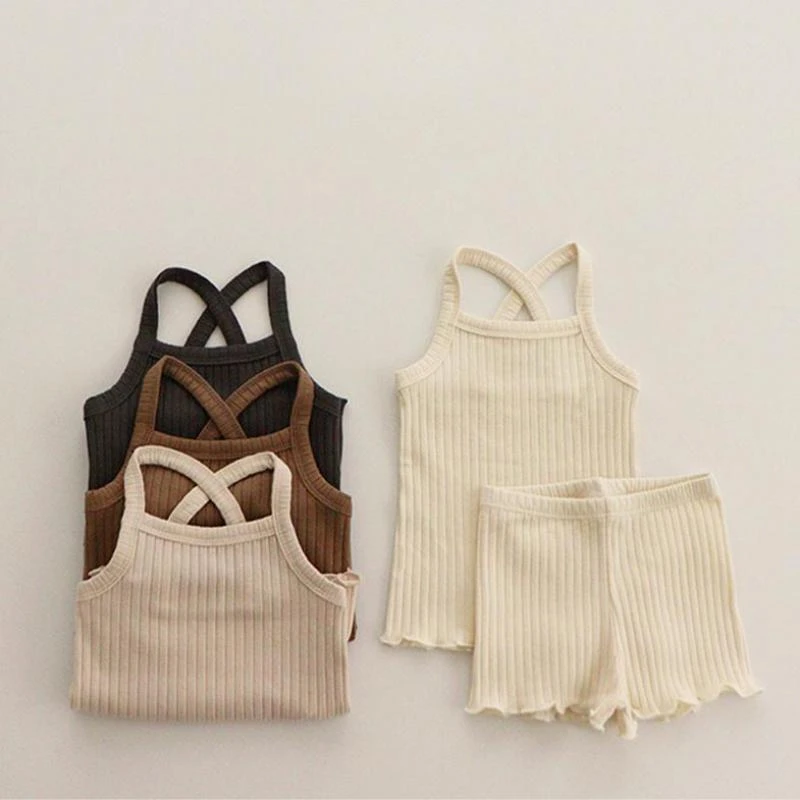 stylish baby clothing set 2022 Summer New Baby Sleeveless Vest Set Cotton Infant Comfortable Ribbed Clothes Set Cute Girls Vest Shorts 2pcs Suit Boy Set warm Baby Clothing Set