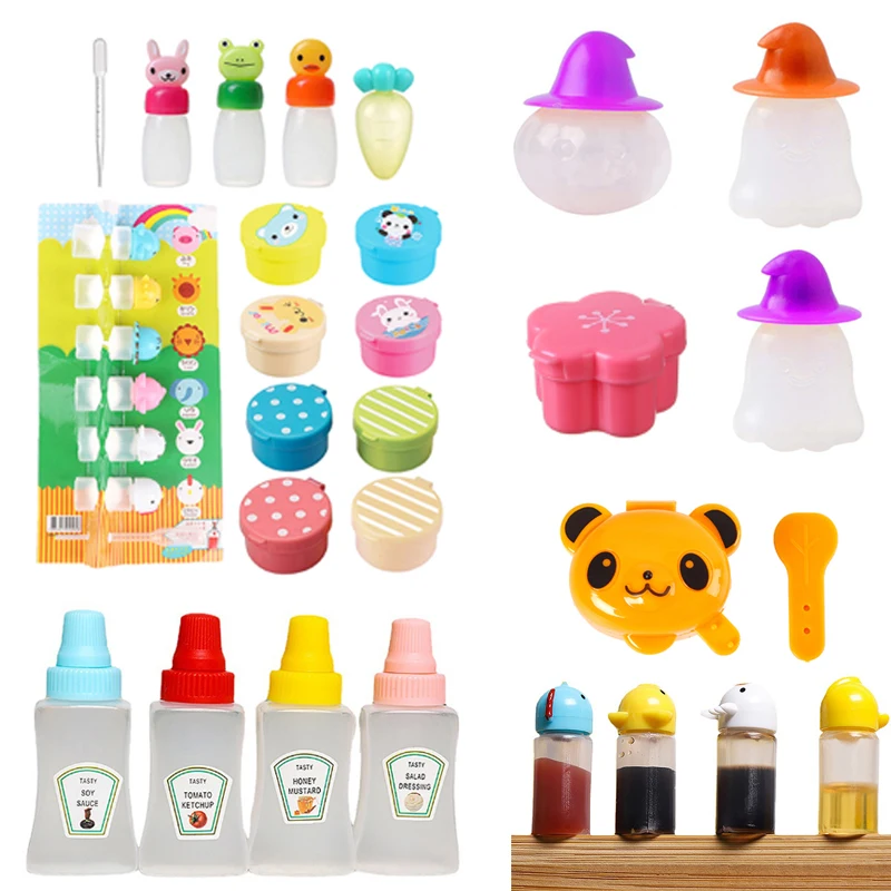 Cartoon Tomato Honey Condiment Container For Kids Lunch Box Accessories Mini Cute Pattern Sauce Box Squeeze Bottle 