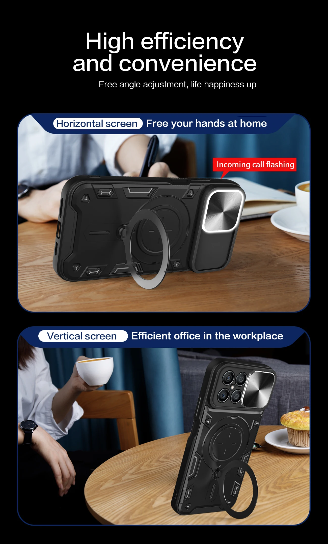 Magnetic Ring Bracket Hard Plastic Phone Case Shell