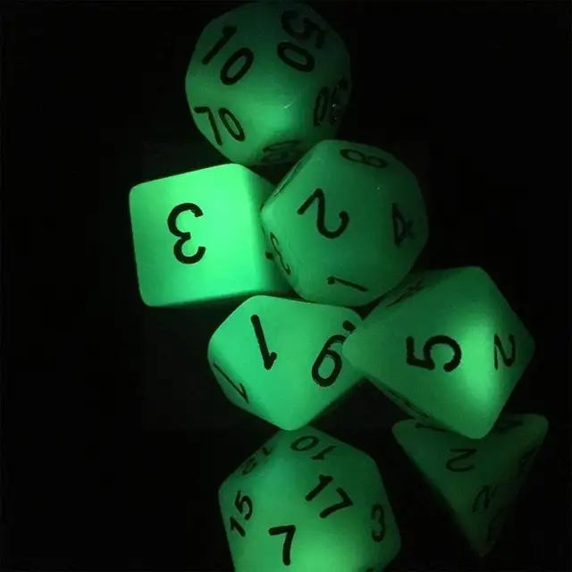 7psc/set Luminous Mini Dice Polyhedral Sided Multi-faceted Game Mini Set Dice Board Game Dnd Dice Set For Dungeons M4p8 6