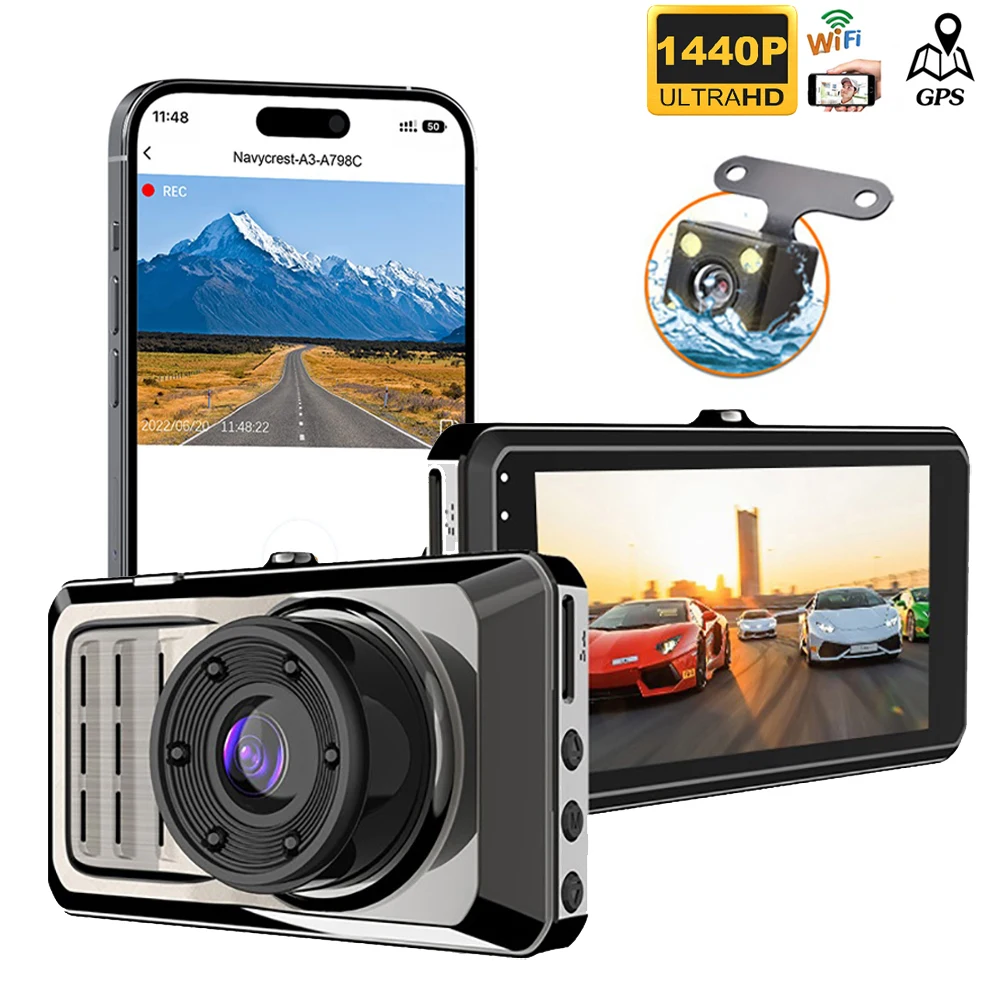 

2K Car DVR WiFi Dash Cam Vehicle Camera 1440P Drive Video Recorder Registrator Night Vision Auto Black Box GPS Car Accessories