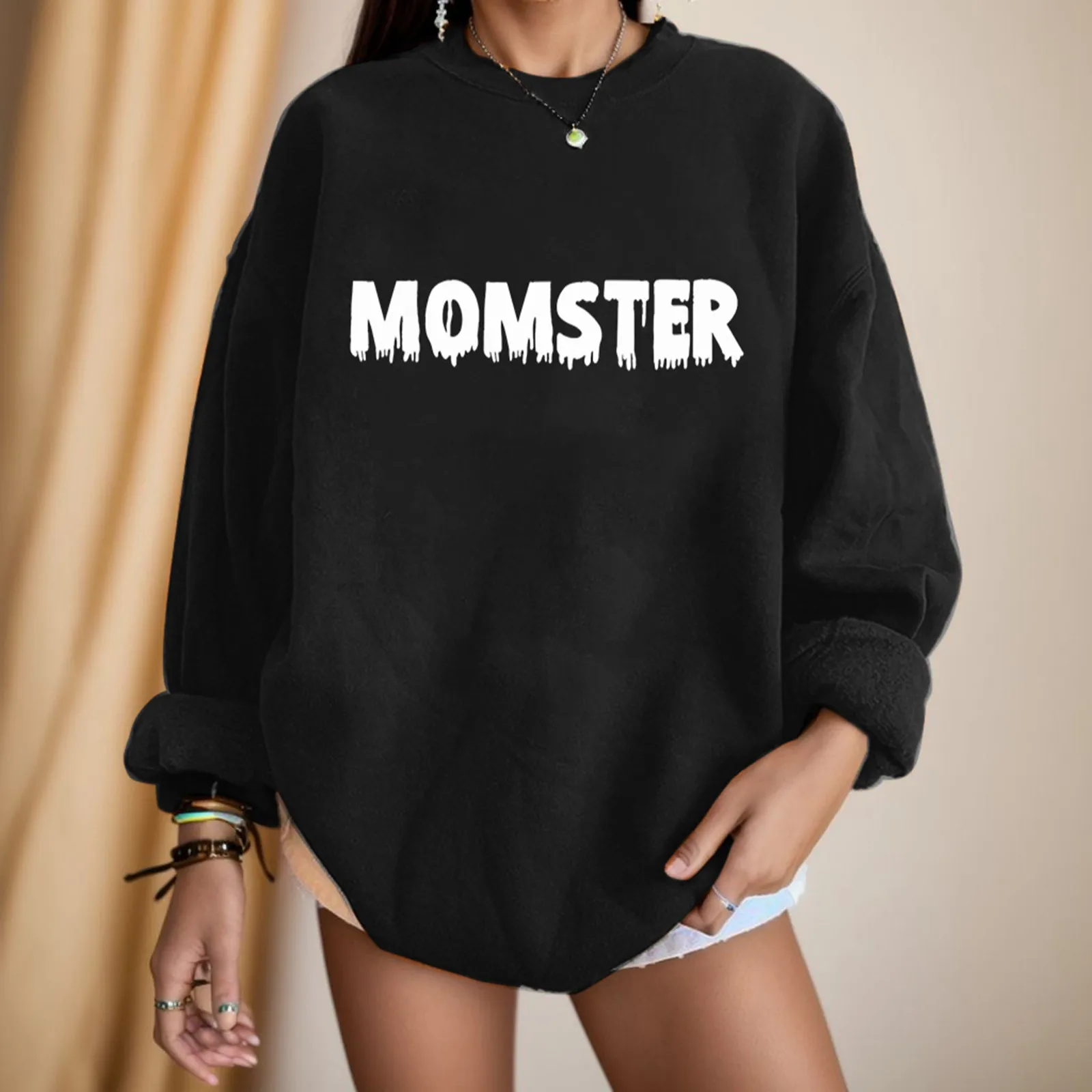 

Long Neck Shirt Women Autumn Winter Fashion Casual Loose Letter Print Oversized Pullover Hooded Sweatshirt Women Zippe Fleece