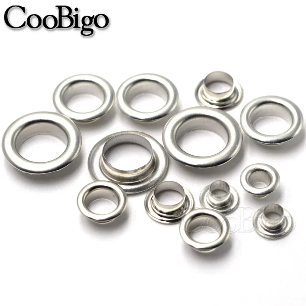 100sets Leather Grommet Round Eye Rings Metal Eyelet for Shoes Clothing Bag Belt DIY Leathercraft Accessories