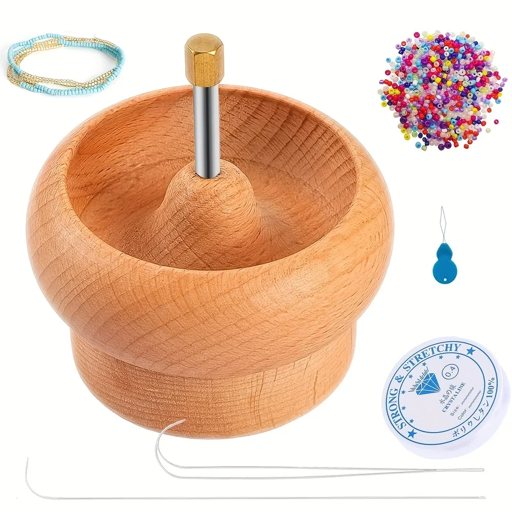 Spin & String Double Wooden Bead Spinner, SEED BEAD TOOLS