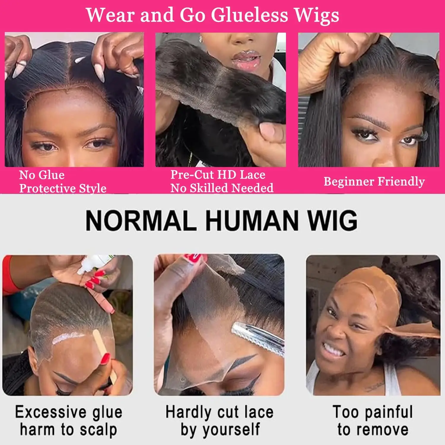 Wear and Go Bob Wig Human Hair Bone Straight 250 Density 13X4 HD Lace Frontal Wigs Pre Plucked Glueless Wig Short Bob Wigs