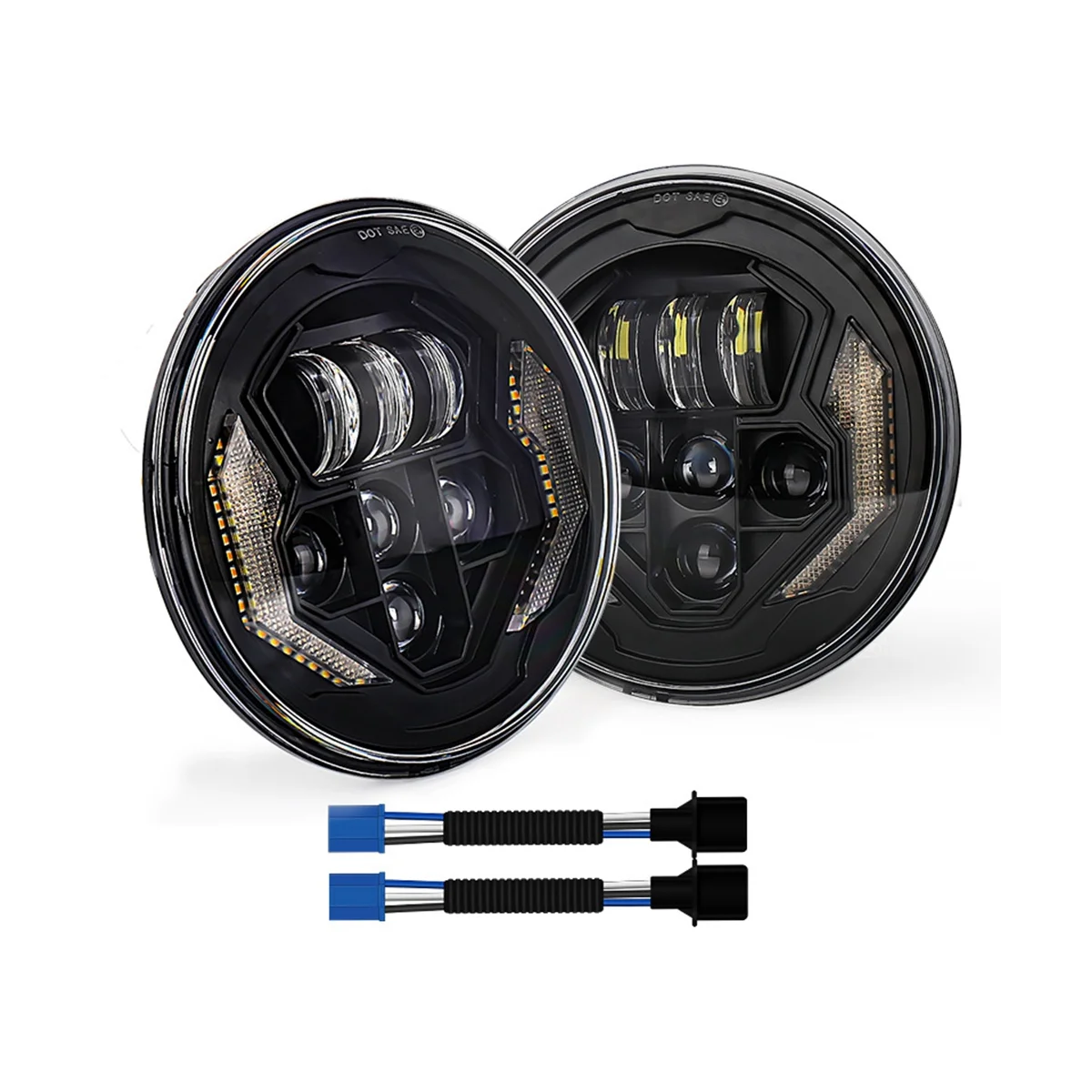 

Новинка, фары головного света для внедорожников Wrangler, 12 В, 60 Вт, 55 см, 1 пара, круглые фары для мотоциклов