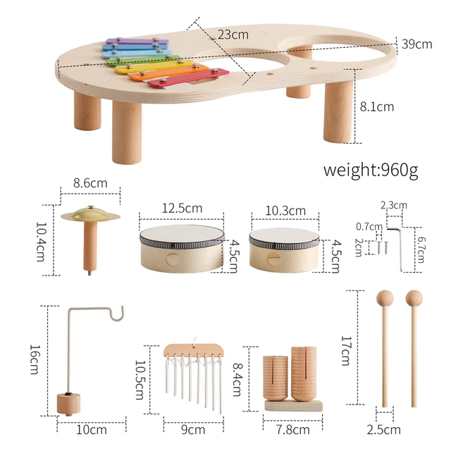 Baby Aeolian Bells Rattle Montessori Educational Toys Children Musical Toys Kids Drum kit Music Table Wooden Musical Instruments 6