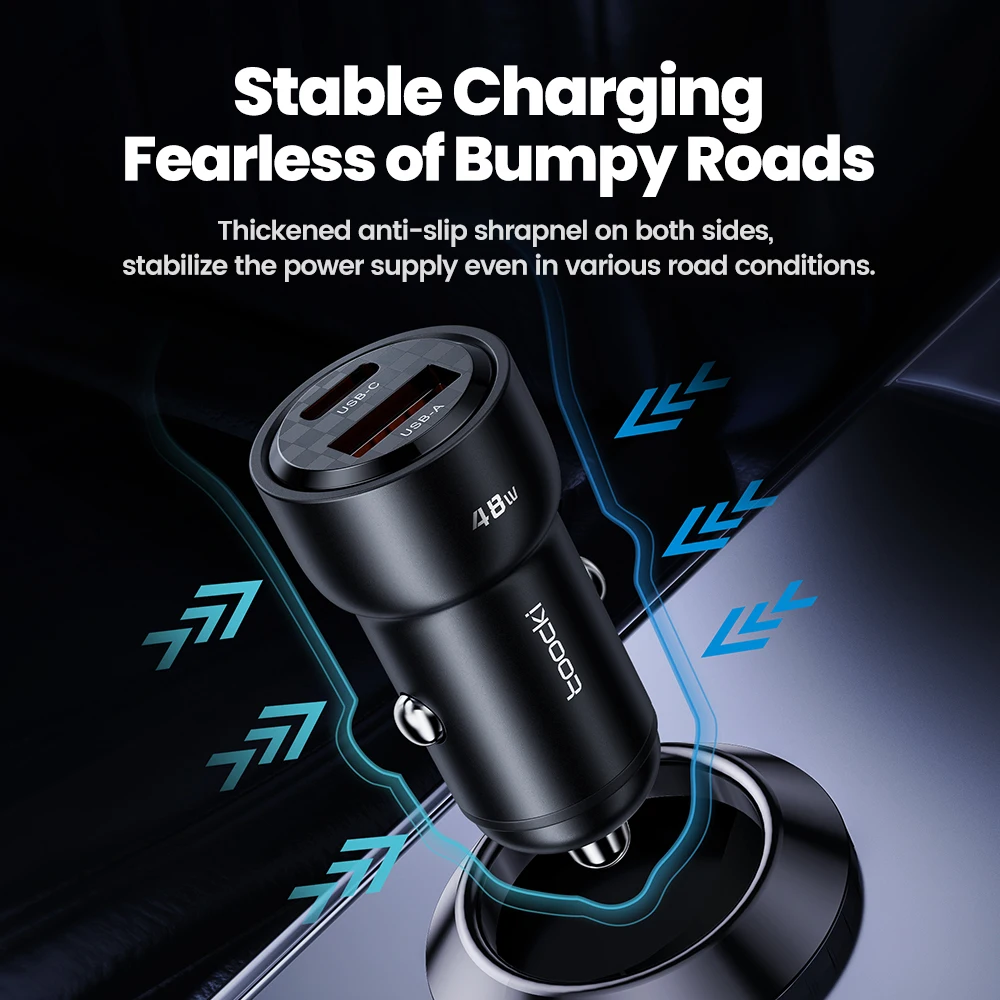 Toocki 48W USB Car Charger PD QC 3.0 Fast Charging Type C Car Phone Charger For iPhone 16 15 14Pro Max Xiaomi Samsung S24 Huawei