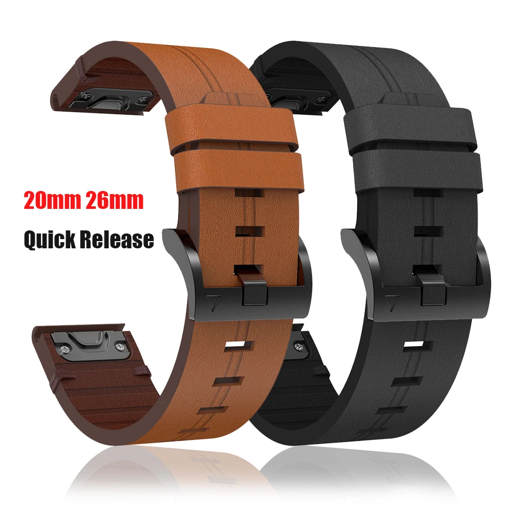 Premium Genuine Leather Watch Strap - 22/26mm - QuickFit Wristband