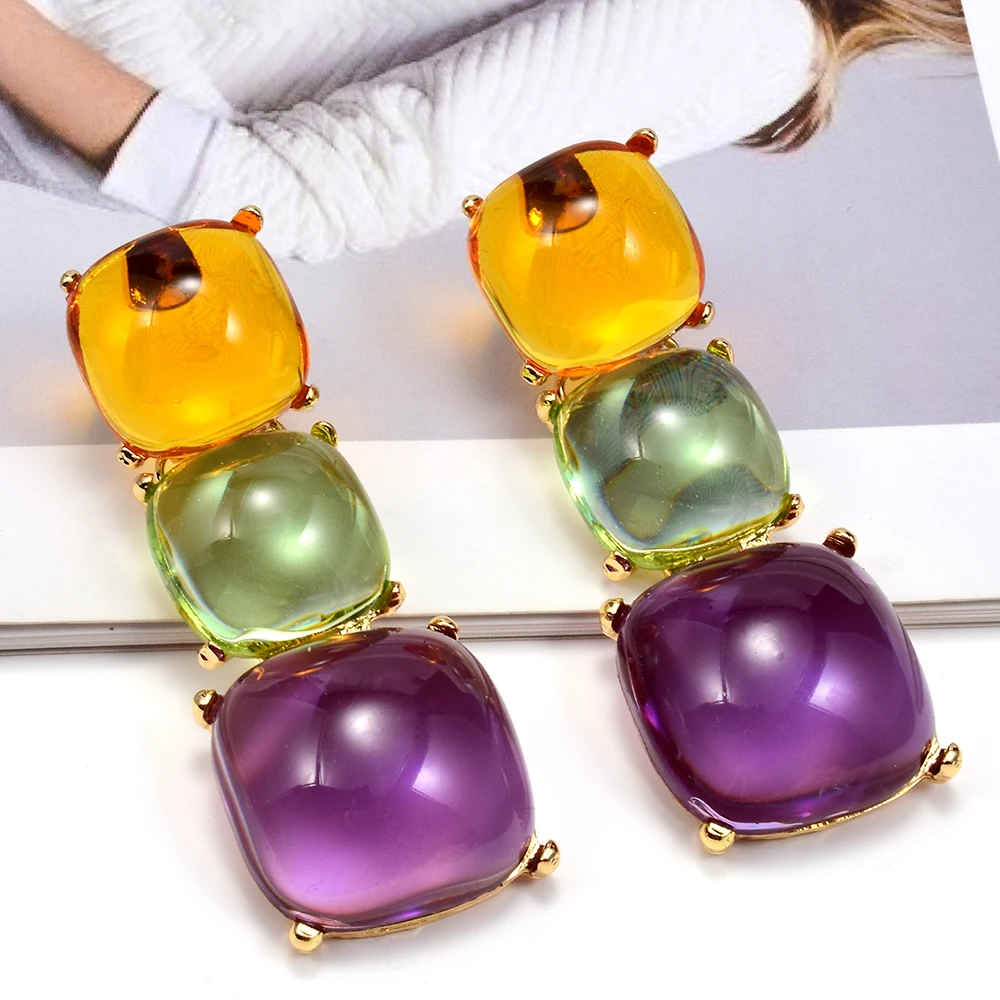 

Large Square Crystal Earrings Luxury Jewelry for Women