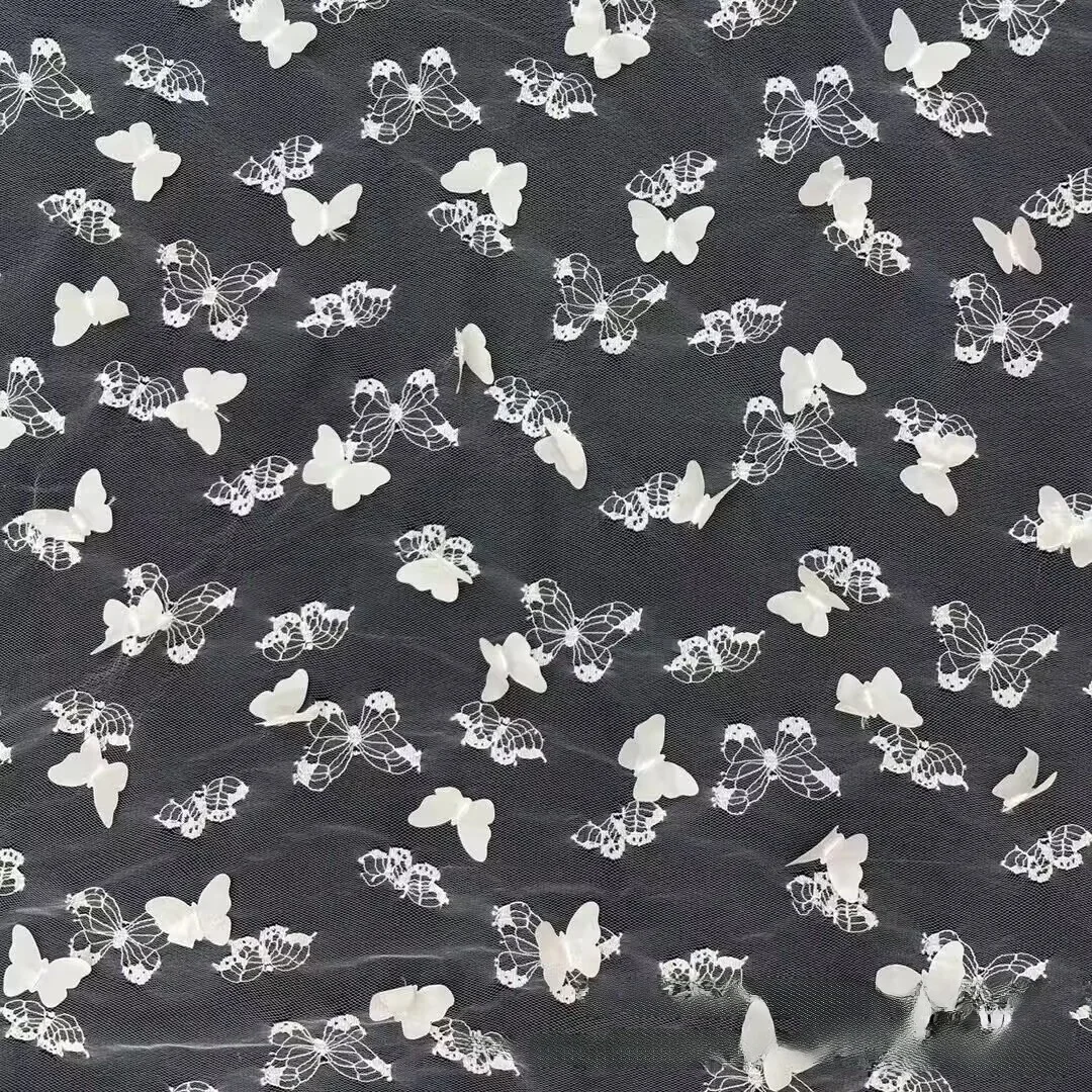 새로운 레이저 나비 패브릭 플로킹 자수 고밀도 네팅, 의류 및 액세서리용, 다양한 경우에 적합