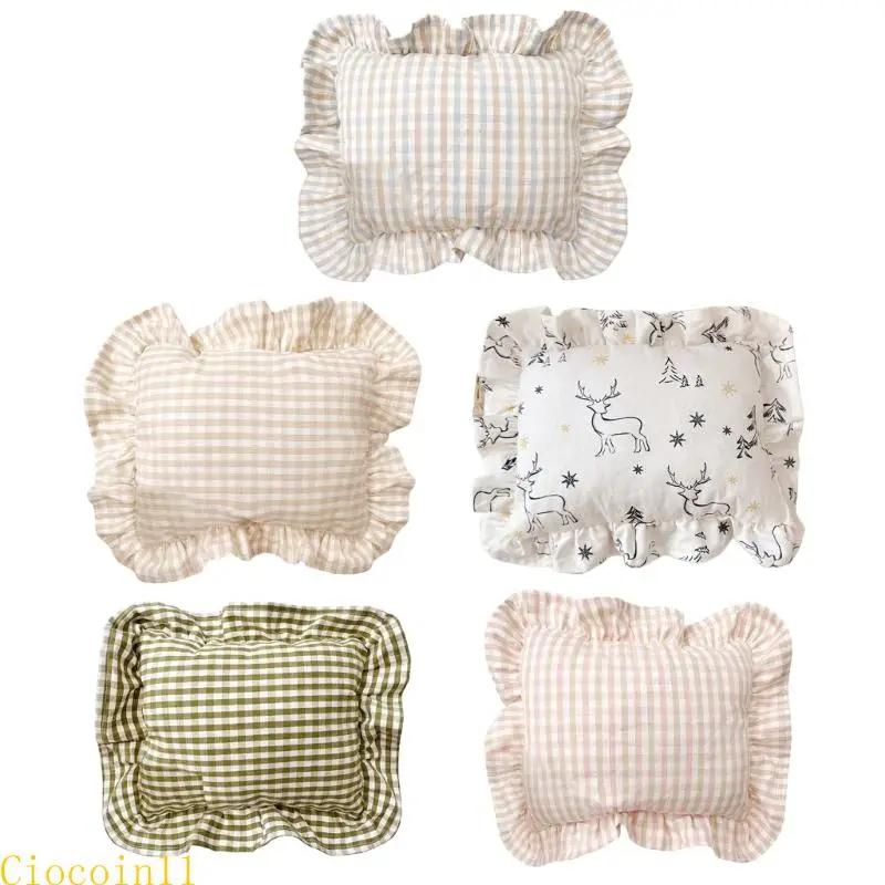 Baby Small Back Cushion Pad 28x34cm Multifunction Pillow Nordic Ruffled Trim for Newborns Bedding and Travel