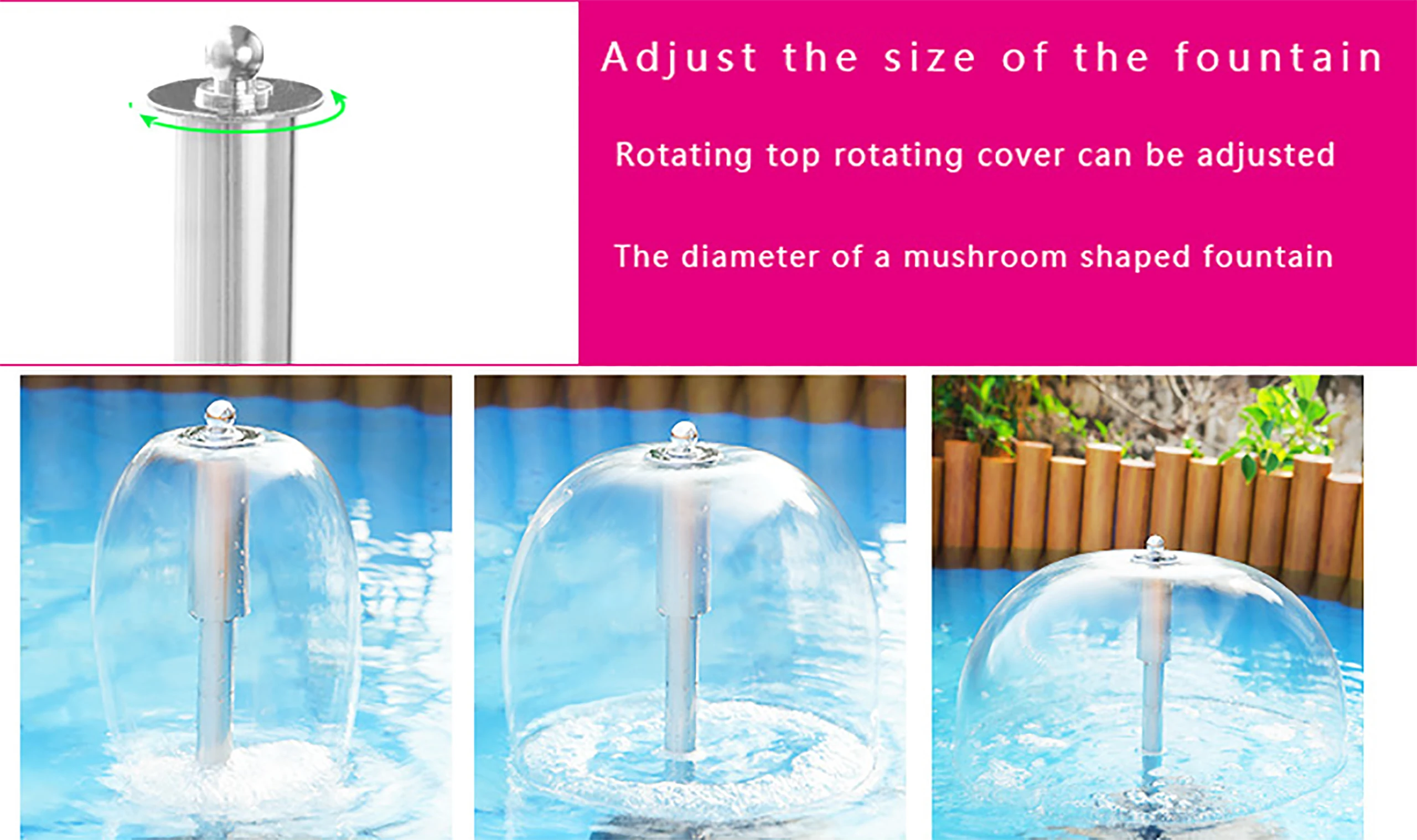 1/2" 3/4" Thread Hemispherical Fountain Stainless Steel Brass Sprinkler Fountain Nozzle