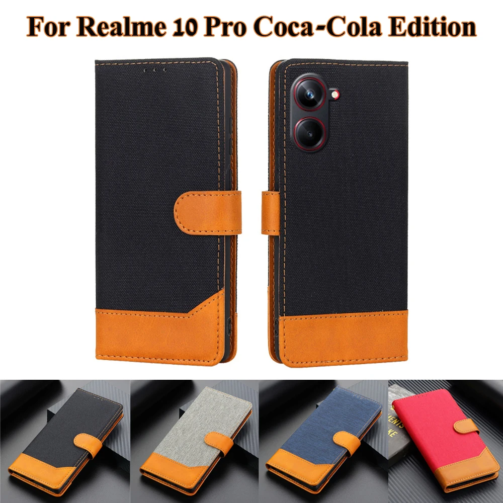 

Business Flip Case For Realme 10 Pro Coca-Cola Edition RMX3661 Phone Cover For Funda Realme 10 Pro RMX3663 Etui with Card Pocket