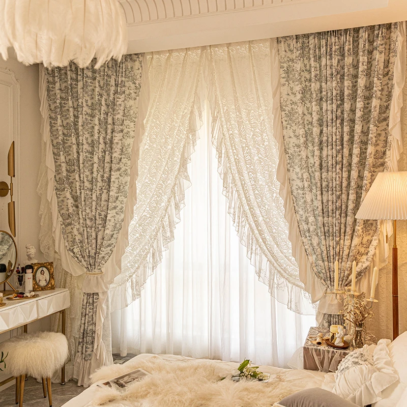 Tende da soggiorno di lusso nobile elegante finestra rococò tenda in Voile  Lolita tende da camera da letto tenda per porta in lino di cotone romantico