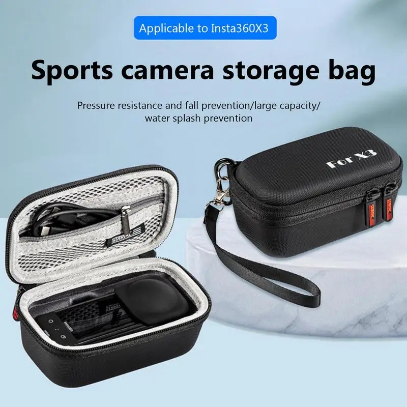 For Insta360X3 Camera Storage Case Portable Carrying Case Waterproof PU Hand Strap Hard Bag Storage Bags