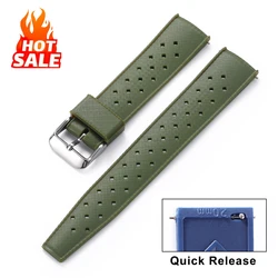 Premium Tropical FKM Rubber Quick Release Watch Strap - Soft Silicone Universal Fit - 22mm (Green)