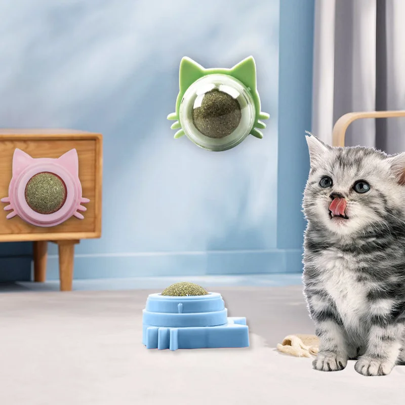 Cat Toys Catnip Ball Toys 1 Pieces Wall Mount Rotatable Cat Sugar Licking Treats Snack Kitten Toy