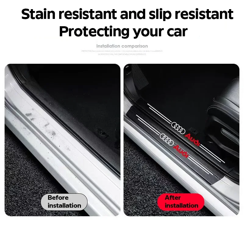 Premium Leather Car Door Sill Plate Protectors - Set of 1, 4, or 5 Pieces