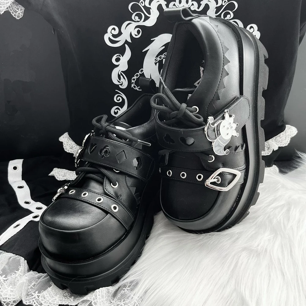 Street Style Girls Lolita Gothic Platform Shoes,Female Poker