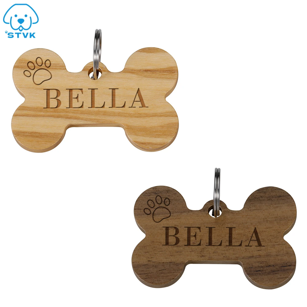 Wooden Pet Name Tags Collars Free Engraving Pet Collar Dog Collar