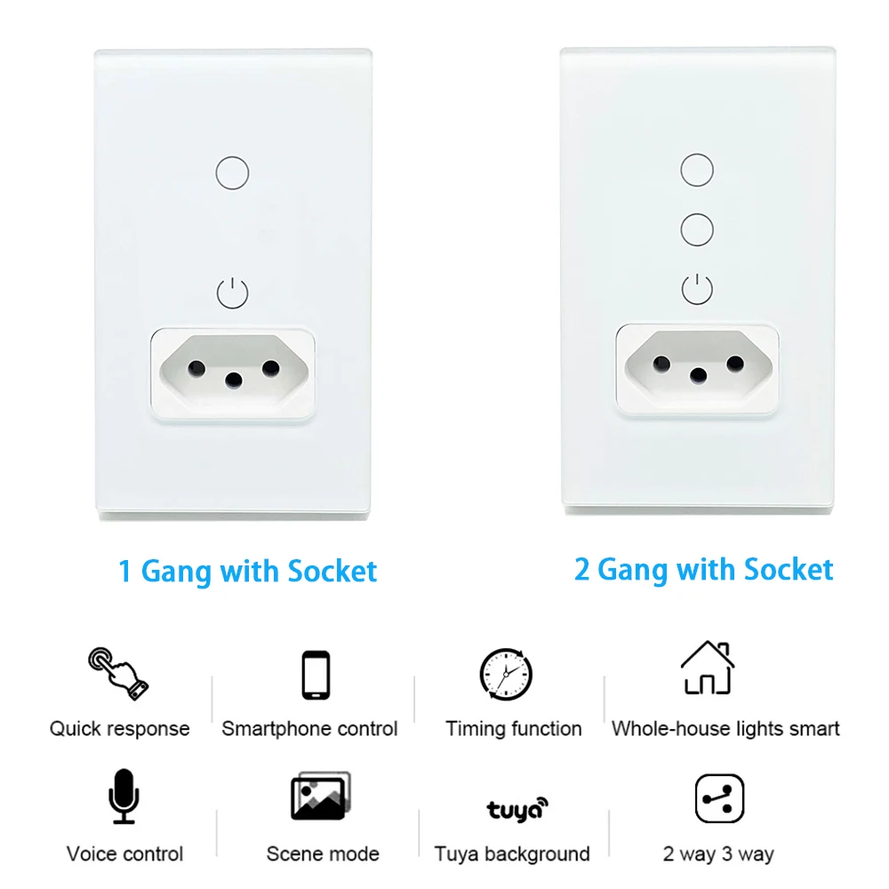 INTERRUPTOR COM TOMADA INTELIGENTE WIFI, Brasil