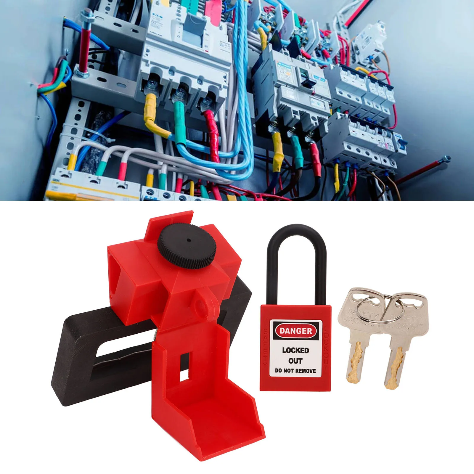 Circuit Breaker Lock Kit Clamp On Breaker Lockout Safety Padlock Kit Nylon Universal Heat Resistant Lock Out Tag Out