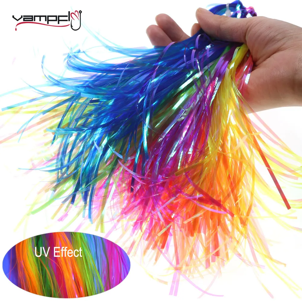 

Vampfly 2Packs 2mm Wide UV Pearl Flat Flash Tinsel Mylar Flashabou Tinsel Nymphs Streamers Saltwater Fishing Fly Tying Material