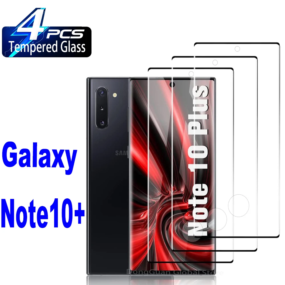 

1/4 Pcs 3D Tempered Glass For Samsung Galaxy Note 10+ Plus Curved Ultrasonic Fingerprint Screen Protector Glass Film