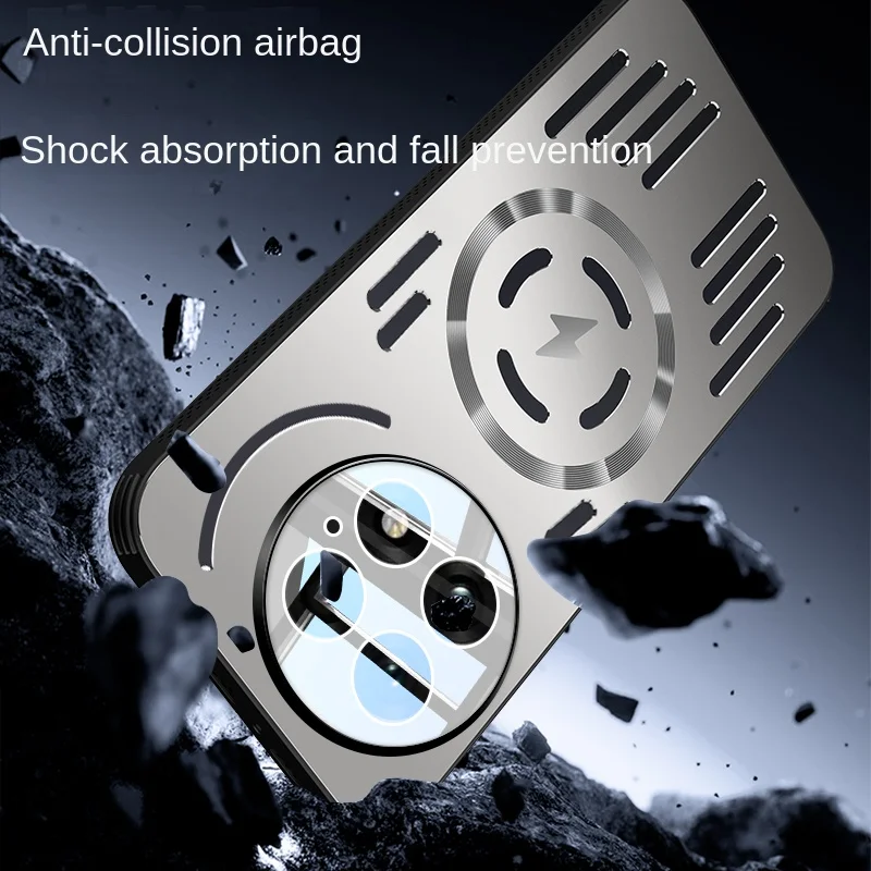 Premium Hard Metal Heat Dissipation Magnetic Wireless Charging Protective Back Cover