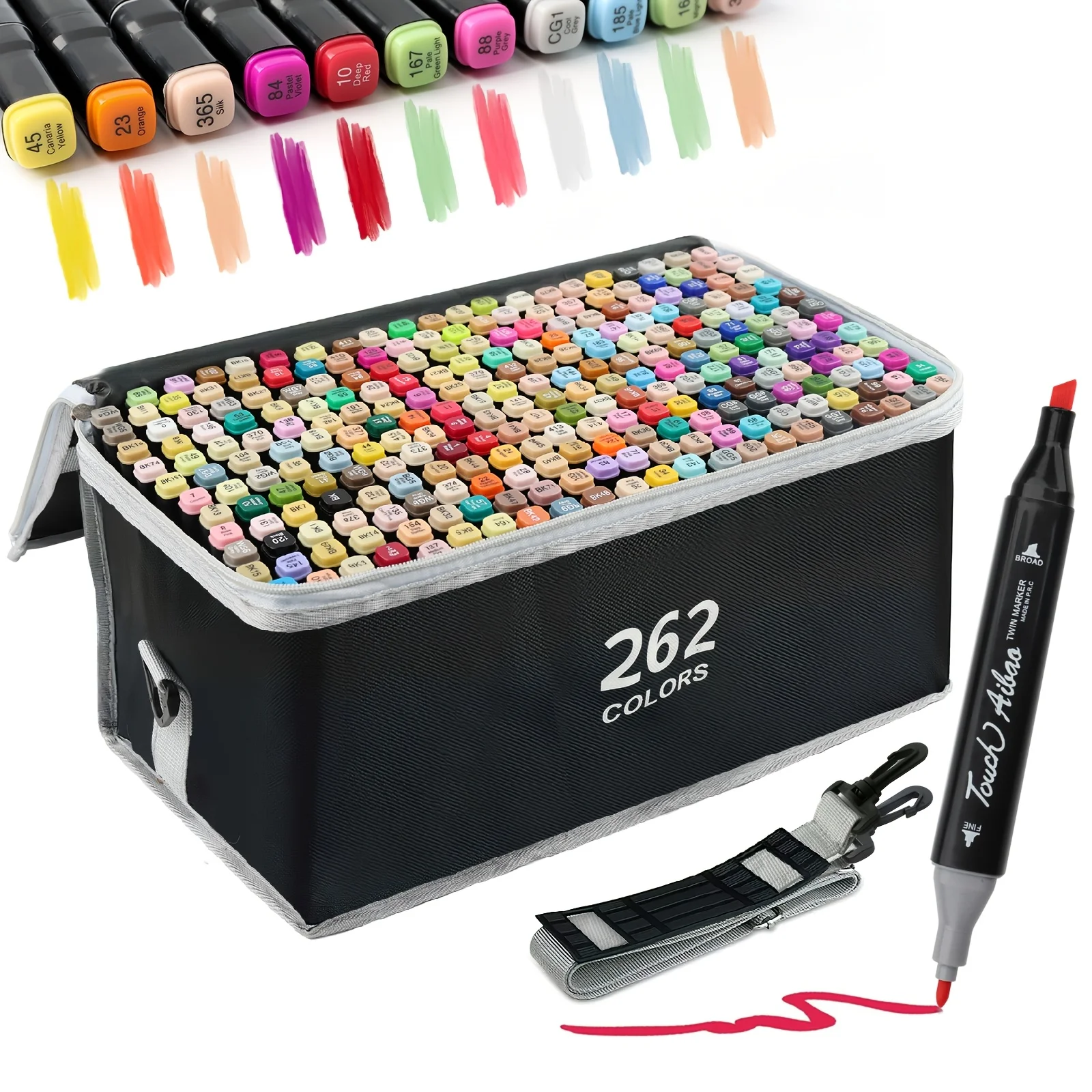 120/168/204/262 Color Dual-Tip Marker Set Quick-Dry Sketching