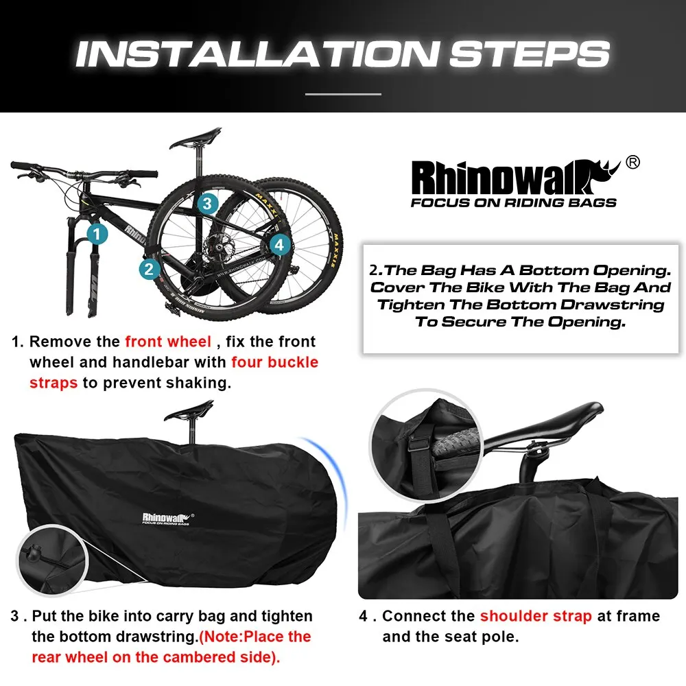 Bicycle Cover Rhinowalk Road Portable Fits 27.5" And below MTB/700C Road Bike Light Travel Carry Shoulder