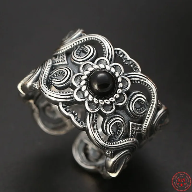 

Мужские и женские кольца из серебра 2023 пробы, регулируемые кольца из серебра пробы с вечным агатом лозы