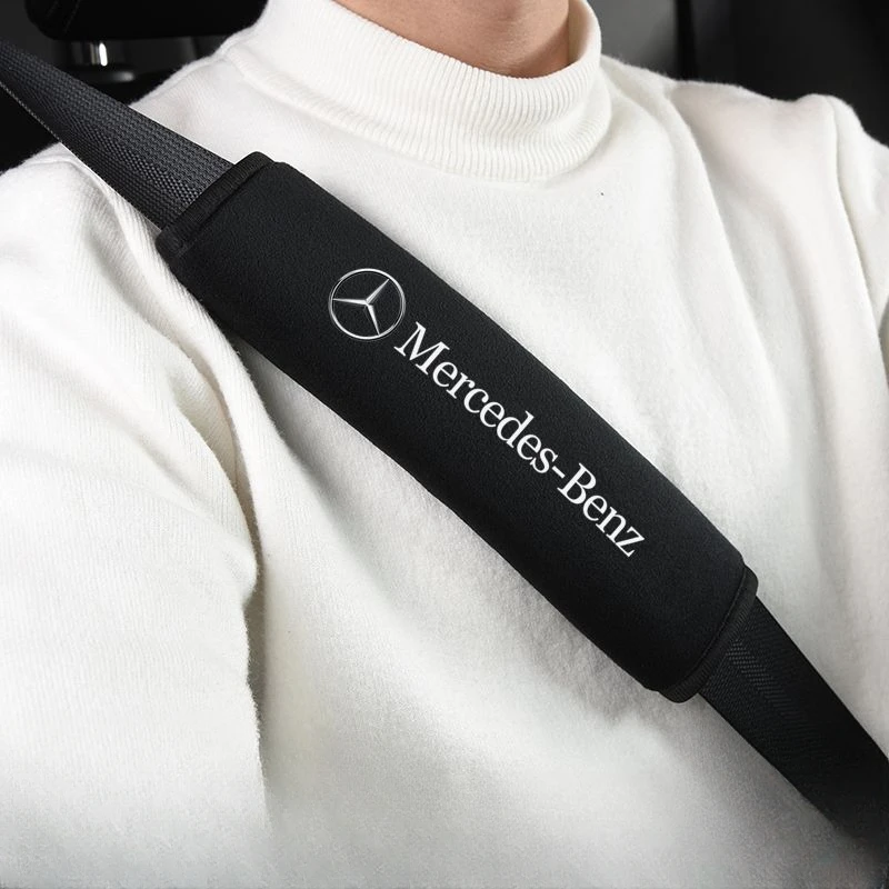 Seat Belt Protector 1PCS Car Seat Belt Leather Cushion Safety Belt Shoulder Protector Pad For Mercedes Benz AMG W108 W124 W126 W140 W168 W169